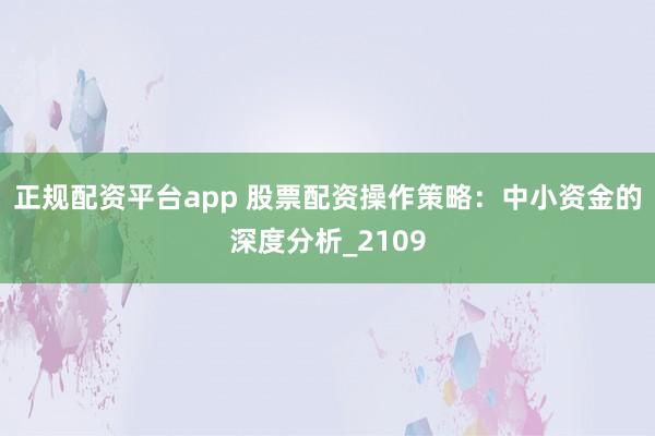 正规配资平台app 股票配资操作策略：中小资金的深度分析_2109