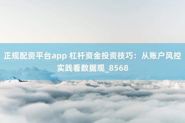正规配资平台app 杠杆资金投资技巧：从账户风控实践看数据观_8568