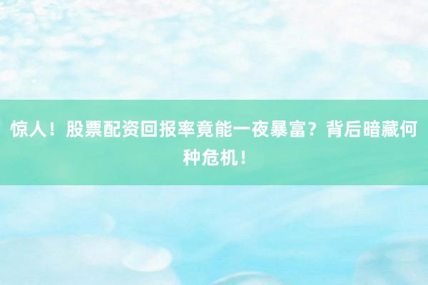 惊人！股票配资回报率竟能一夜暴富？背后暗藏何种危机！