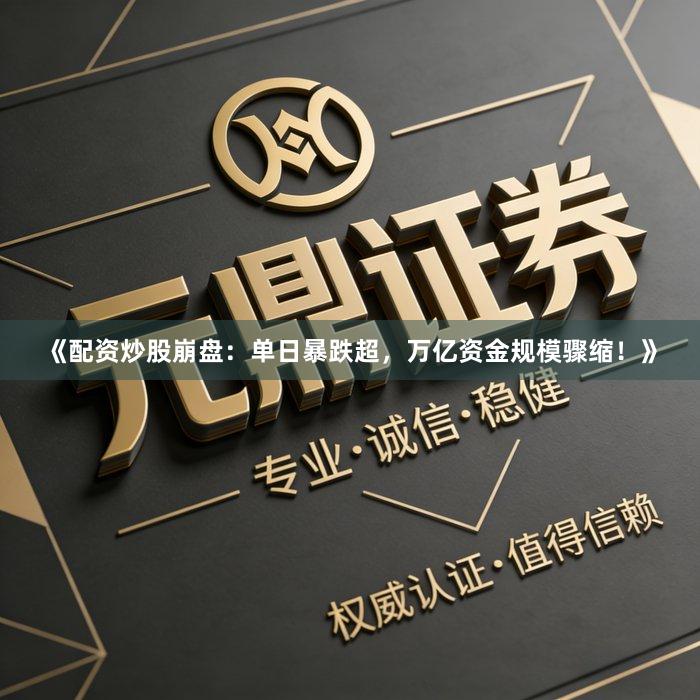 《配资炒股崩盘：单日暴跌超，万亿资金规模骤缩！》
