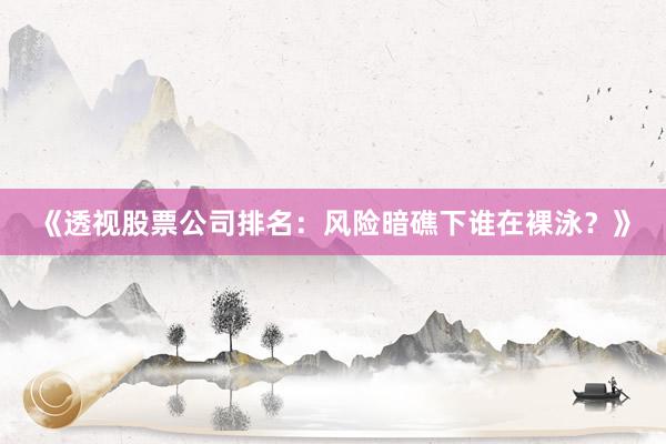 《透视股票公司排名：风险暗礁下谁在裸泳？》